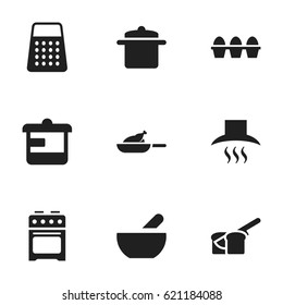 Set Of 9 Editable Cooking Icons. Includes Symbols Such As Egg Carton, Bakery, Utensil And More. Can Be Used For Web, Mobile, UI And Infographic Design.