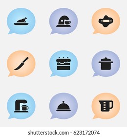 Set Of 9 Editable Cooking Icons. Includes Symbols Such As Salver, Dough, Drink Maker And More. Can Be Used For Web, Mobile, UI And Infographic Design.