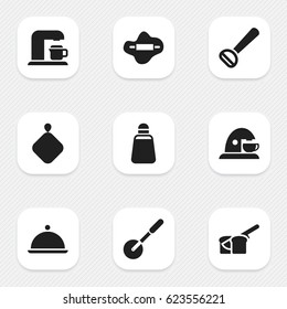 Set Of 9 Editable Cooking Icons. Includes Symbols Such As Knife Roller, Salver, Paprika And More. Can Be Used For Web, Mobile, UI And Infographic Design.