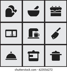 Set Of 9 Editable Cooking Icons. Includes Symbols Such As Soup, Salver, Backsword And More. Can Be Used For Web, Mobile, UI And Infographic Design.