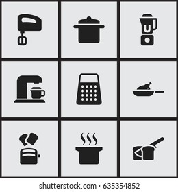 Set Of 9 Editable Cooking Icons. Includes Symbols Such As Drink Maker, Agitator , Hand Mixer. Can Be Used For Web, Mobile, UI And Infographic Design.