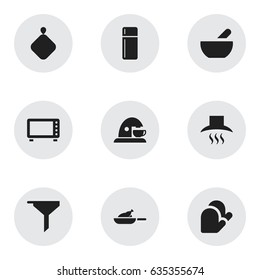 Set Of 9 Editable Cooking Icons. Includes Symbols Such As Grill, Soup, Oven And More. Can Be Used For Web, Mobile, UI And Infographic Design.