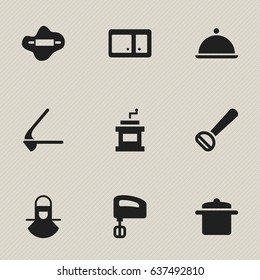 Set Of 9 Editable Cooking Icons. Includes Symbols Such As Rocker Blade, Salver, Sideboard And More. Can Be Used For Web, Mobile, UI And Infographic Design.