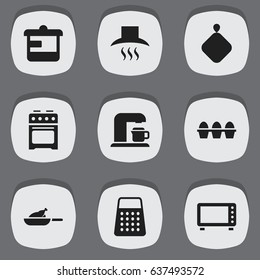 Set Of 9 Editable Cooking Icons. Includes Symbols Such As Oven, Shredder, Drink Maker And More. Can Be Used For Web, Mobile, UI And Infographic Design.