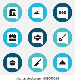 Set Of 9 Editable Cooking Icons. Includes Symbols Such As Knife Roller, Drink Maker, Egg Carton And More. Can Be Used For Web, Mobile, UI And Infographic Design.