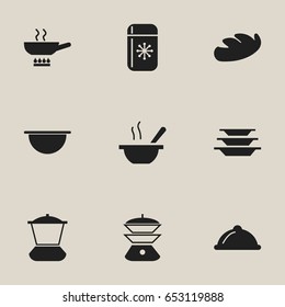 Set Of 9 Editable Cooking Icons. Includes Symbols Such As Bread, Food, Bowl And More. Can Be Used For Web, Mobile, UI And Infographic Design.