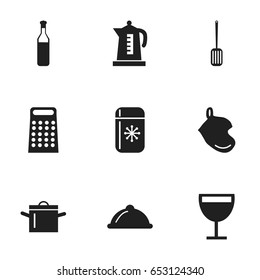 Set Of 9 Editable Cooking Icons. Includes Symbols Such As Beer, Wineglass, Potholder And More. Can Be Used For Web, Mobile, UI And Infographic Design.