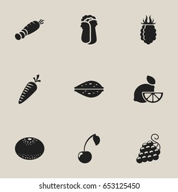 Set Of 9 Editable Cooking Icons. Includes Symbols Such As Root Vegetable, Cauliflower, Orange And More. Can Be Used For Web, Mobile, UI And Infographic Design.