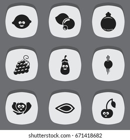 Set Of 9 Editable Cooking Icons. Includes Symbols Such As Amygdalaceous, Garnet, Sweet Fruit And More. Can Be Used For Web, Mobile, UI And Infographic Design.