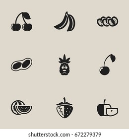 Set Of 9 Editable Cooking Icons. Includes Symbols Such As Vegetable, Watermelon, Jungle Fruit And More. Can Be Used For Web, Mobile, UI And Infographic Design.