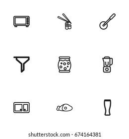 Set Of 9 Editable Cooking Icons. Includes Symbols Such As Homemade Jelly, Sushi Rolls And More. Can Be Used For Web, Mobile, UI And Infographic Design.