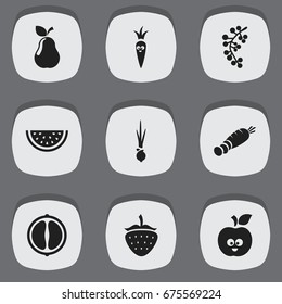 Set Of 9 Editable Cooking Icons. Includes Symbols Such As Duchess, Orange Slice, Cranberry And More. Can Be Used For Web, Mobile, UI And Infographic Design.