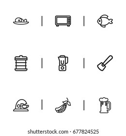 Set Of 9 Editable Cooking Icons. Includes Symbols Such As Espresso, Putty, Beer And More. Can Be Used For Web, Mobile, UI And Infographic Design.