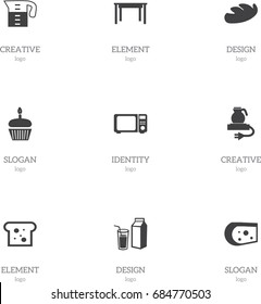 Set Of 9 Editable Cooking Icons. Includes Symbols Such As Baguette, Bread, Muffin And More. Can Be Used For Web, Mobile, UI And Infographic Design.