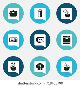 Set Of 9 Editable Cooking Icons. Includes Symbols Such As Stove, Milk Bottle, Cooking And More. Can Be Used For Web, Mobile, UI And Infographic Design.