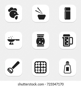 Set Of 9 Editable Cooking Icons. Includes Symbols Such As Husker, Gas Burner, Sashimi And More. Can Be Used For Web, Mobile, UI And Infographic Design.