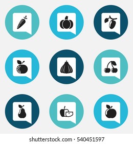 Set Of 9 Editable Cookware Icons. Includes Symbols Such As Low-Calorie Fruit, Gourd, Duchess And More. Can Be Used For Web, Mobile, UI And Infographic Design.