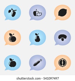 Set Of 9 Editable Cookware Icons. Includes Symbols Such As Zucchini, Low-Calorie Fruit, Tree And More. Can Be Used For Web, Mobile, UI And Infographic Design.