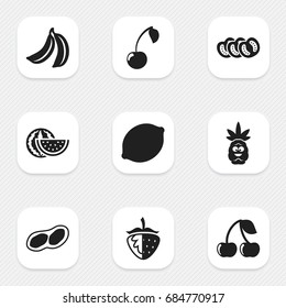 Set Of 9 Editable Cookware Icons. Includes Symbols Such As Vegetable, Pistachio, Berry And More. Can Be Used For Web, Mobile, UI And Infographic Design.
