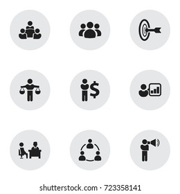 Set Of 9 Editable Cooperation Icons. Includes Symbols Such As Introducing, Member, Finding Solution And More. Can Be Used For Web, Mobile, UI And Infographic Design.