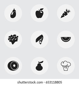 Set Of 9 Editable Dessert Icons. Includes Symbols Such As Tree, Lemon, Lettuce And More. Can Be Used For Web, Mobile, UI And Infographic Design.