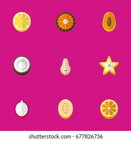 Set Of 9 Editable Dessert Icons. Includes Symbols Such As Guava, Duchess, Watermelon And More. Can Be Used For Web, Mobile, UI And Infographic Design.
