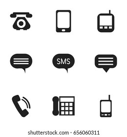 Set Of 9 Editable Device Icons. Includes Symbols Such As Transceiver, Radio Talkie, Retro Telecommunication And More. Can Be Used For Web, Mobile, UI And Infographic Design.
