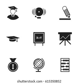 Set Of 9 Editable Education Icons. Includes Symbols Such As Diplomaed Male, Graduation Hat, Chart Board And More. Can Be Used For Web, Mobile, UI And Infographic Design.