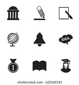 Set Of 9 Editable Education Icons. Includes Symbols Such As Notepaper, Mind, Bell And More. Can Be Used For Web, Mobile, UI And Infographic Design.