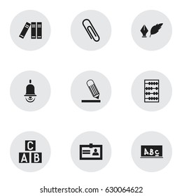 Set Of 9 Editable Education Icons. Includes Symbols Such As School Board, Certification, Staple And More. Can Be Used For Web, Mobile, UI And Infographic Design.