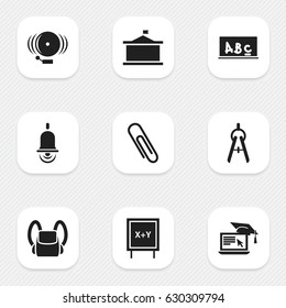 Set Of 9 Editable Education Icons. Includes Symbols Such As Univercity, School Board, Blackboard And More. Can Be Used For Web, Mobile, UI And Infographic Design.