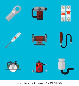 Set Of 9 Editable Electrical Icons. Includes Symbols Such As Breaker, Isolator, Turn-Screw And More. Can Be Used For Web, Mobile, UI And Infographic Design.