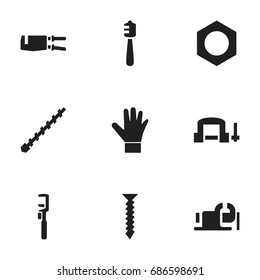Set Of 9 Editable Equipment Icons. Includes Symbols Such As Honey Stick, Nippers, Bore And More. Can Be Used For Web, Mobile, UI And Infographic Design.