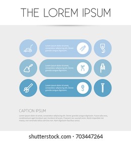 Set Of 9 Editable Equipment Outline Icons. Includes Symbols Such As Bolt, Press Instrument, Winch And More. Can Be Used For Web, Mobile, UI And Infographic Design.