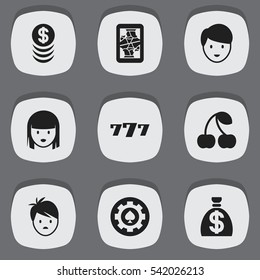 Set Of 9 Editable Excitement Icons. Includes Symbols Such As Berry;, Boy, Black Heart And More. Can Be Used For Web, Mobile, UI And Infographic Design.