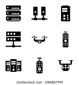 set of 9 editable filled icons such as medical drone, server