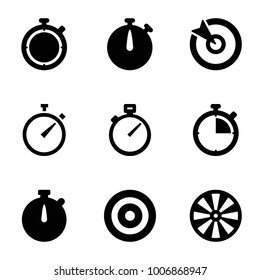  set of 9 editable filled icons such as dart, stopwatch