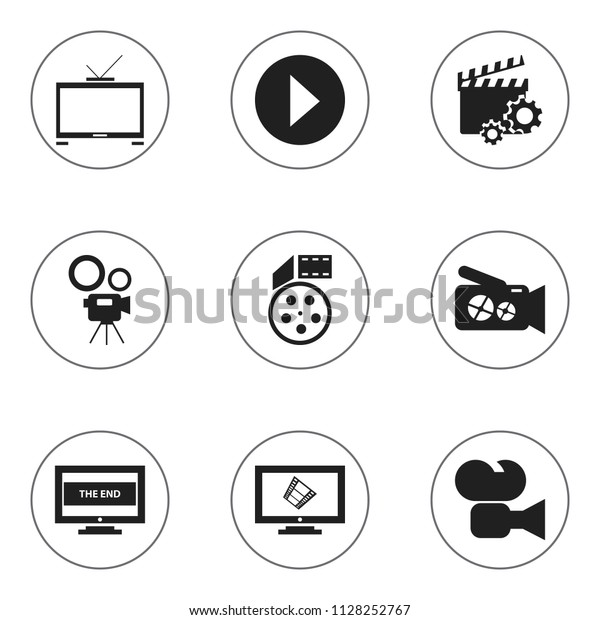 Set of 9 editable filming\
icons. Includes symbols such as portable camera, movie action,\
tripod and more. Can be used for web, mobile, UI and infographic\
design.