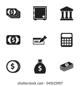 Set Of 9 Editable Finance Icons. Includes Symbols Such As Salary, Specie, Edifice And More. Can Be Used For Web, Mobile, UI And Infographic Design.