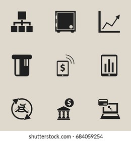 Set Of 9 Editable Finance Icons. Includes Symbols Such As Remuneration, Freelance Income, Hierarchy And More. Can Be Used For Web, Mobile, UI And Infographic Design.
