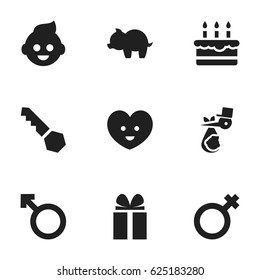 Set Of 9 Editable Folks Icons. Includes Symbols Such As Moneybox, Man Emblem, Patisserie And More. Can Be Used For Web, Mobile, UI And Infographic Design.