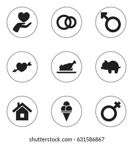 Set Of 9 Editable Folks Icons. Includes Symbols Such As Hoop, Cold Dessert, Man Emblem And More. Can Be Used For Web, Mobile, UI And Infographic Design.