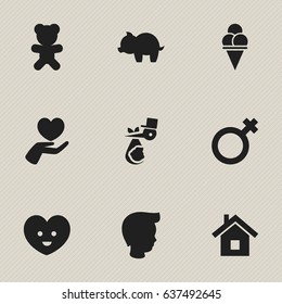 Set Of 9 Editable Folks Icons. Includes Symbols Such As Heart, Moneybox, Soul And More. Can Be Used For Web, Mobile, UI And Infographic Design.
