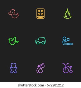 Set Of 9 Editable Folks Icons. Includes Symbols Such As Cooker, Playing, Sparrow And More. Can Be Used For Web, Mobile, UI And Infographic Design.