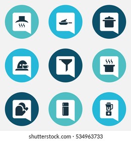 Set Of 9 Editable Food Icons. Includes Symbols Such As Filtering, Refrigerator, Cup And More. Can Be Used For Web, Mobile, UI And Infographic Design.