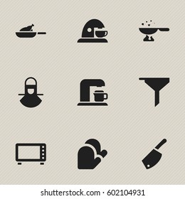 Set Of 9 Editable Food Icons. Includes Symbols Such As Drink Maker, Rocker Blade, Cup And More. Can Be Used For Web, Mobile, UI And Infographic Design.