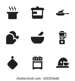 Set Of 9 Editable Food Icons. Includes Symbols Such As Stove, Utensil, Cup And More. Can Be Used For Web, Mobile, UI And Infographic Design.