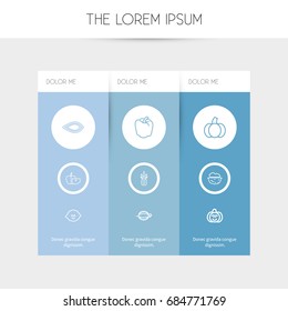 Set Of 9 Editable Food Outline Icons. Includes Symbols Such As Lime, Almond, Apple Slice And More. Can Be Used For Web, Mobile, UI And Infographic Design.