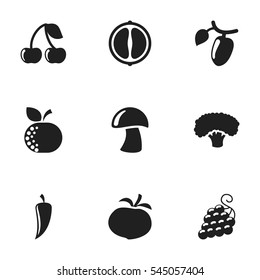 Set Of 9 Editable Food And Vegetable Icons. Includes Symbols Such As Cep, Berry, Citrus And More. Can Be Used For Web, Mobile, UI And Infographic Design.