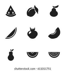 Set Of 9 Editable Fruits Icons. Includes Symbols Such As Duchess, Apricot, Windfall And More. Can Be Used For Web, Mobile, UI And Infographic Design.